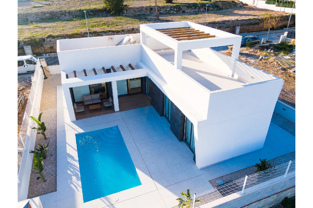 villa in Polop(Alberca de Polop) for sale, built area 100 m², year built 2019, condition first owner, plot area 400 m², 3 bedroom, 2 bathroom, swimming-pool, ref.: GC-1120-3